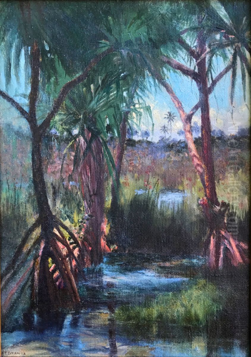 Pu Hala on the Waiakea River near Hilo, Hawaii Oil Painting by Helen Thomas Dranga