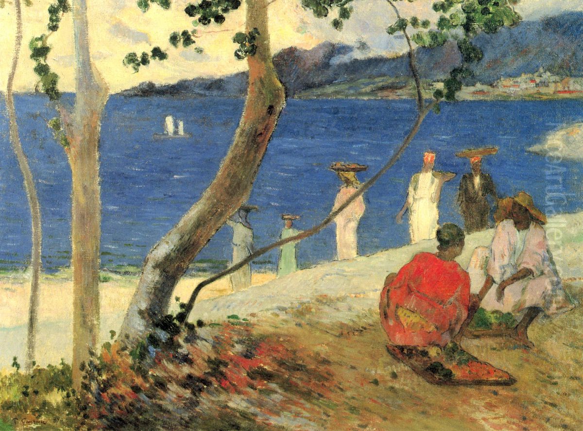 Porteuses de fruits a l'anse Turin, ou Bord de mer II Oil Painting by Paul Gauguin