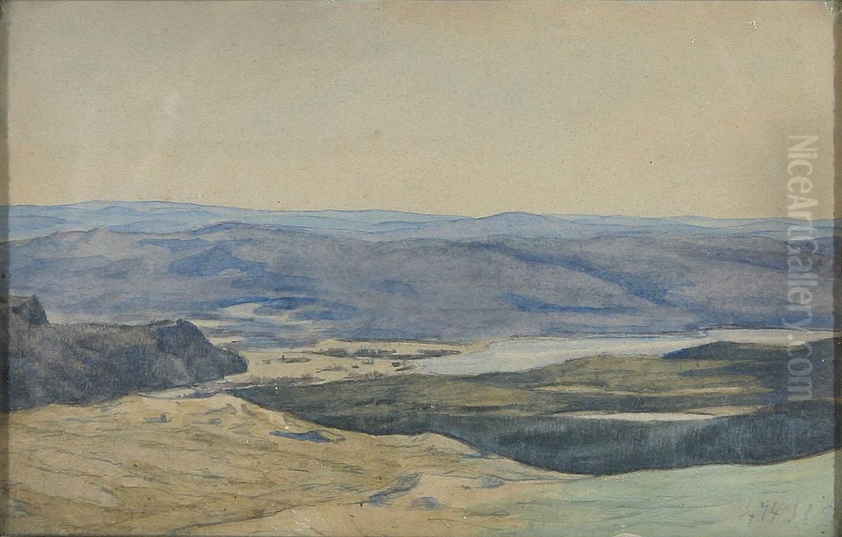 Udsigt over heden. Oil Painting by Janus Andreas Bartholin La Cour