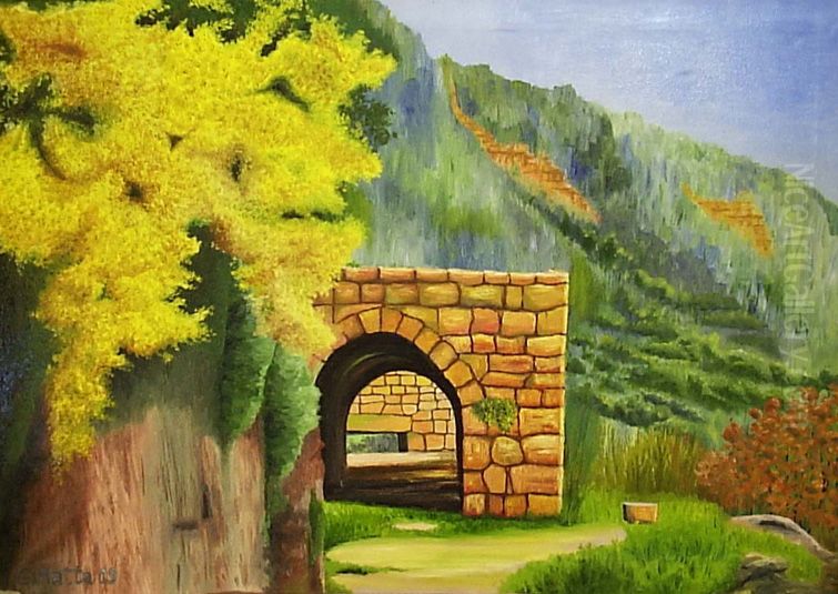valley of qadisha Oil Painting by George Matta