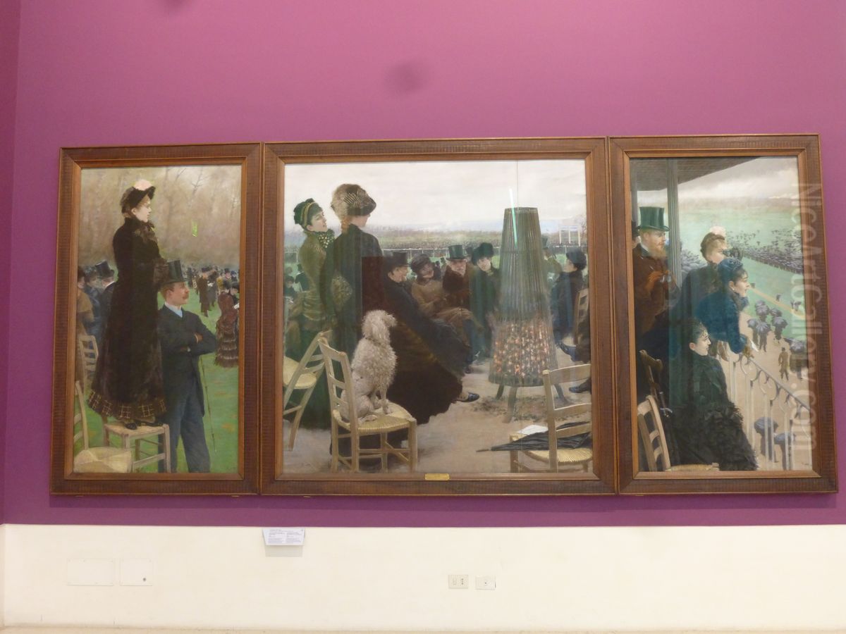 le corse al bois de boulogne Oil Painting by Giuseppe de Nittis