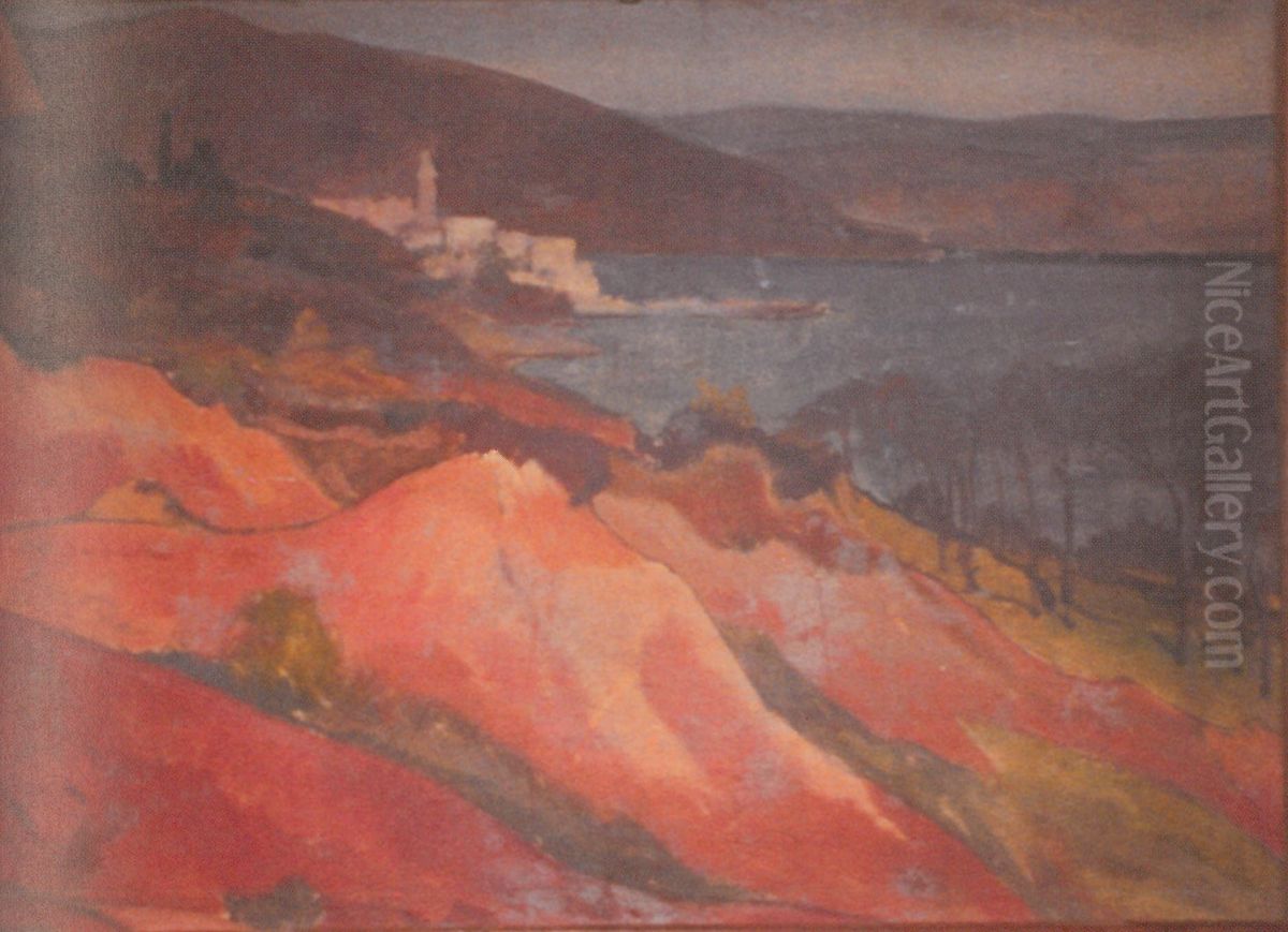 Pejzaz - wybrzeze Adriatyku Oil Painting by Stanislaw Ignacy Witkiewicz (Witkacy)