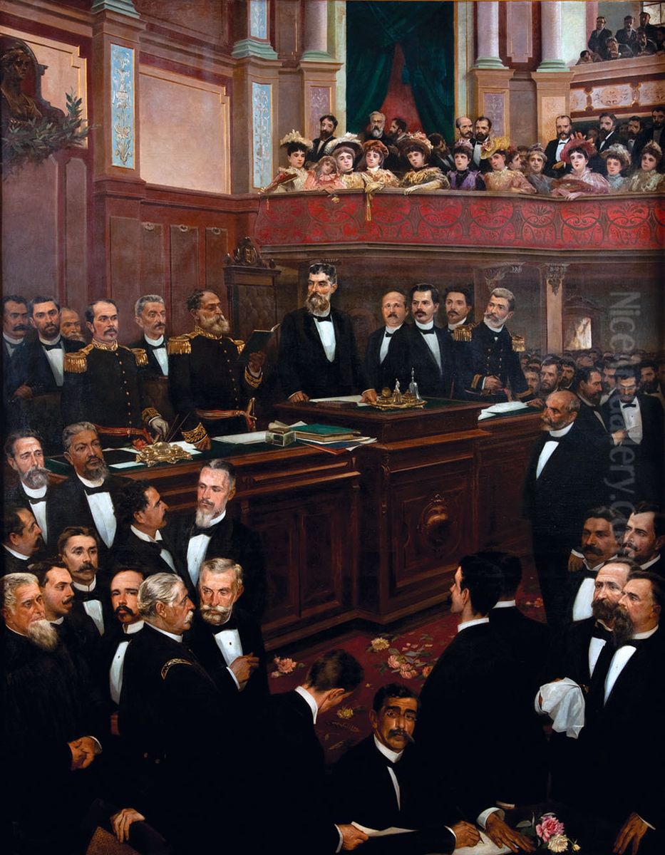 Oath of office, 1891 Constitution Oil Painting by Aurelio de Figueiredo