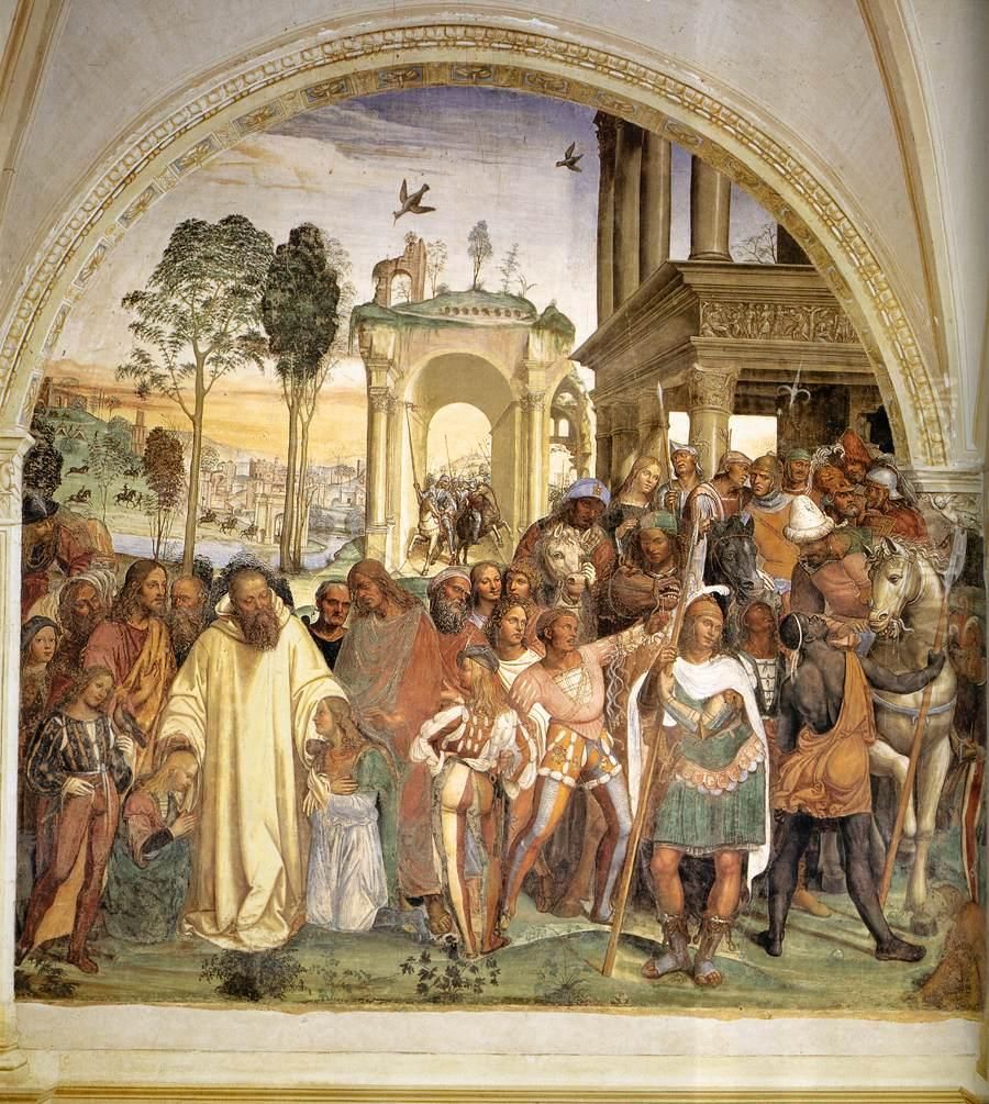 Benedict Receives Maurus and Placidus Oil Painting by Il Sodoma