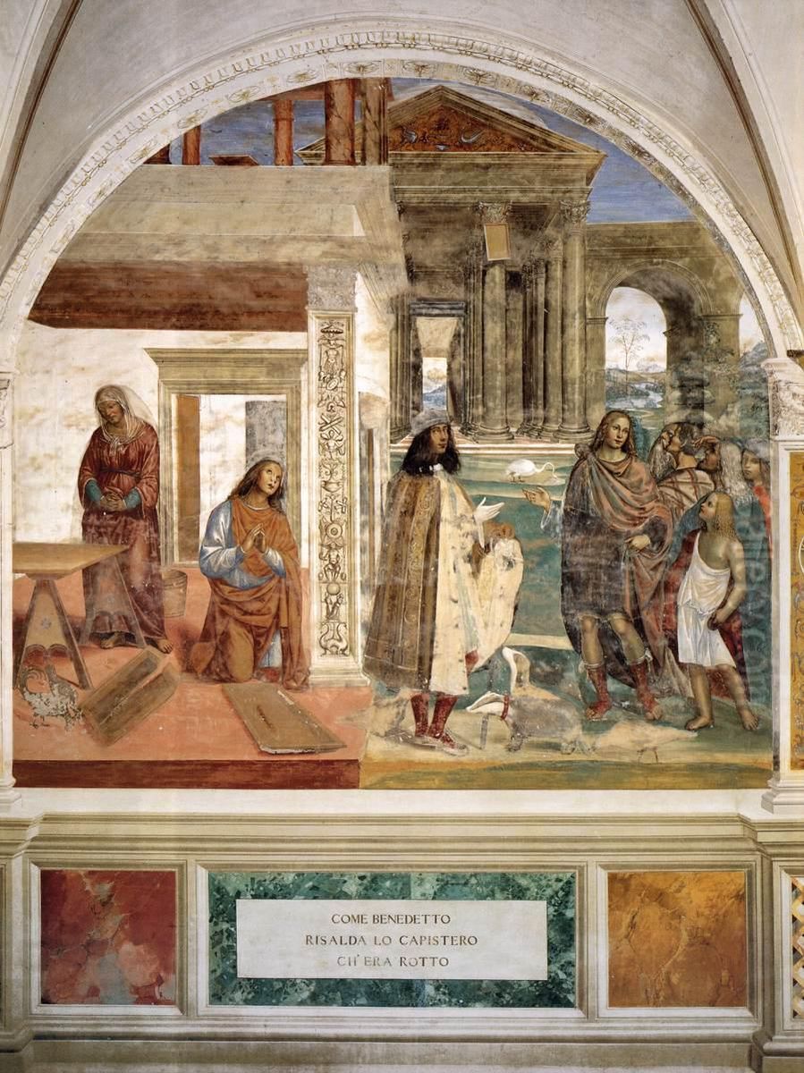 Benedict repairs a Broken Colander through Prayer Oil Painting by Il Sodoma