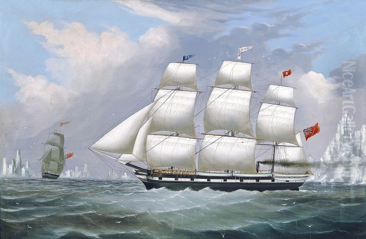 Diana and Anne in the Arctic Oil Painting by James H. Wheldon