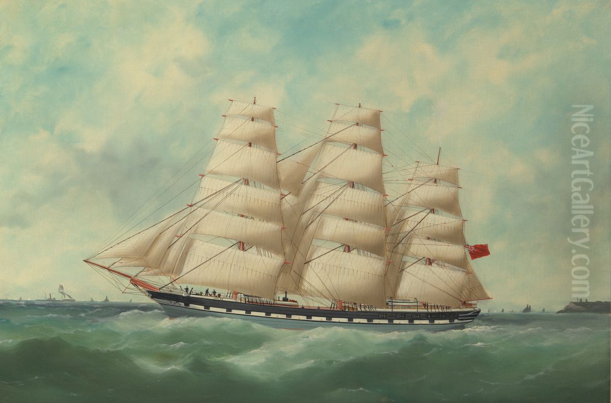 The Clipper Ship 'Superb' off Yorkshire, 1866 Oil Painting by James H. Wheldon