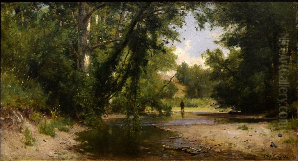 River Scene Oil Painting by Worthington Whittredge