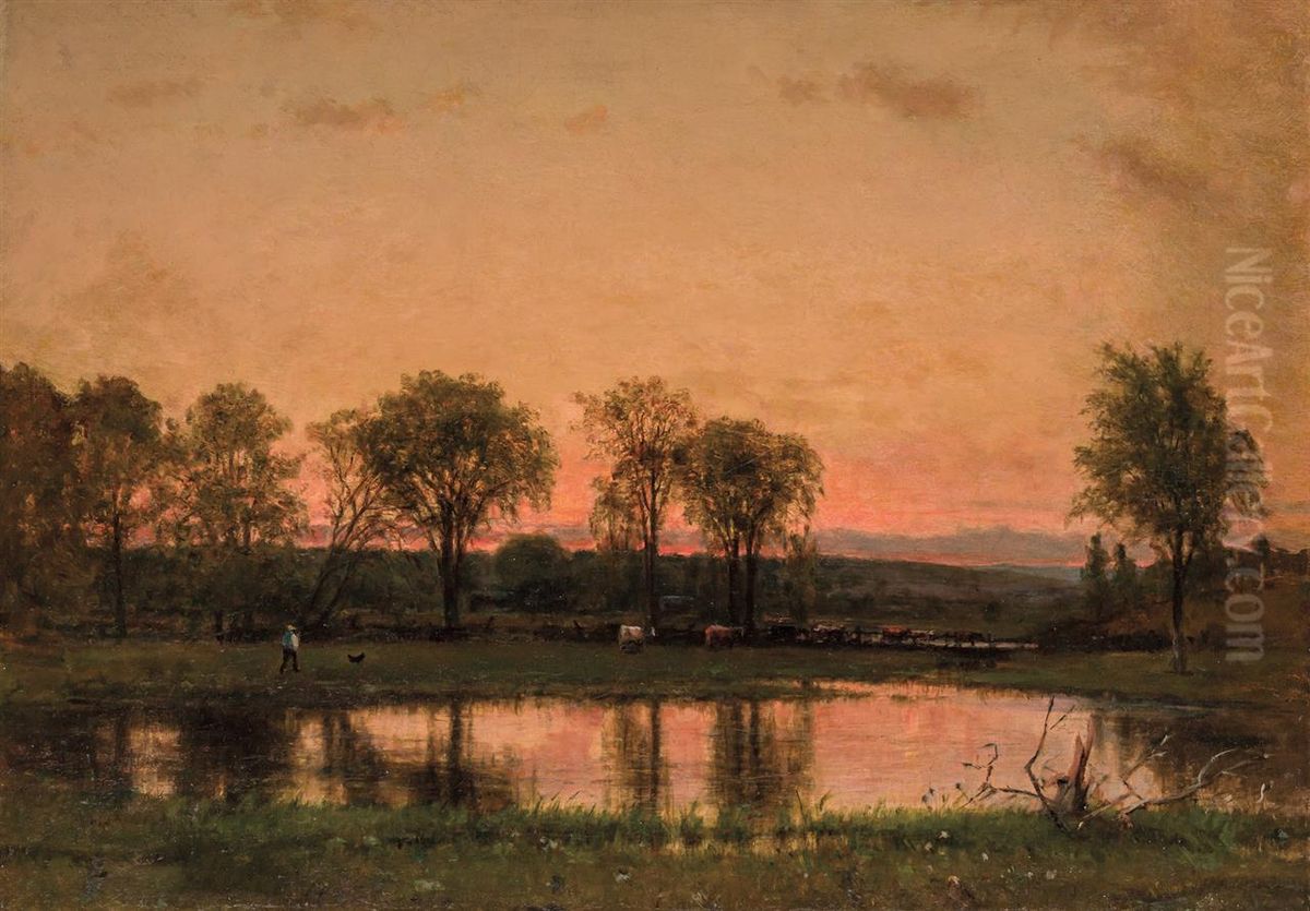 Evening Glow Oil Painting by Worthington Whittredge