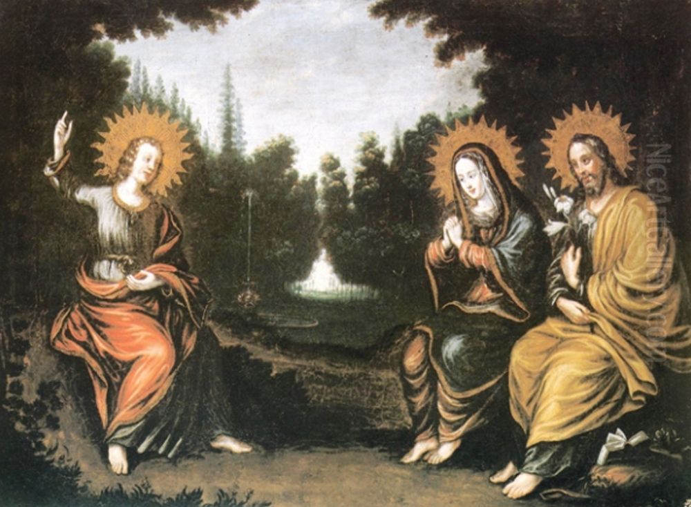 Sveta druzina oz. Jezusov pogovor s starsema Oil Painting by Kamnik Intermunicipal Museum