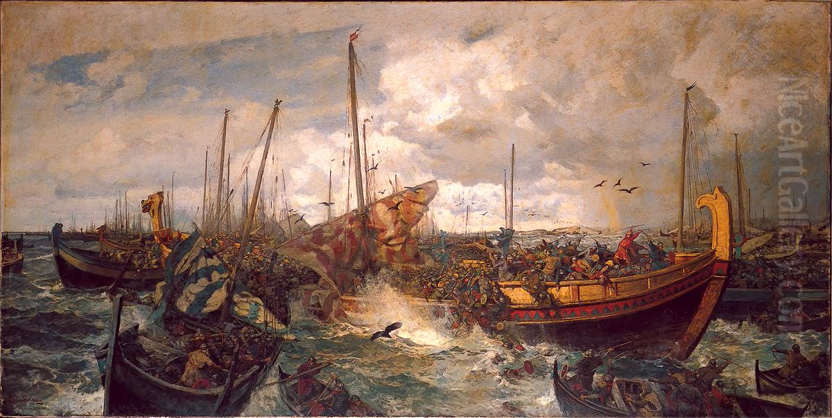 Slaget ved Svolder Oil Painting by Otto Ludvig Sinding