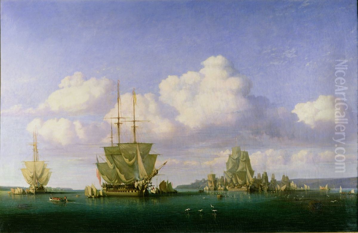 The Anchorage of Brest in Calm Weather Oil Painting by Jules Achille Noel