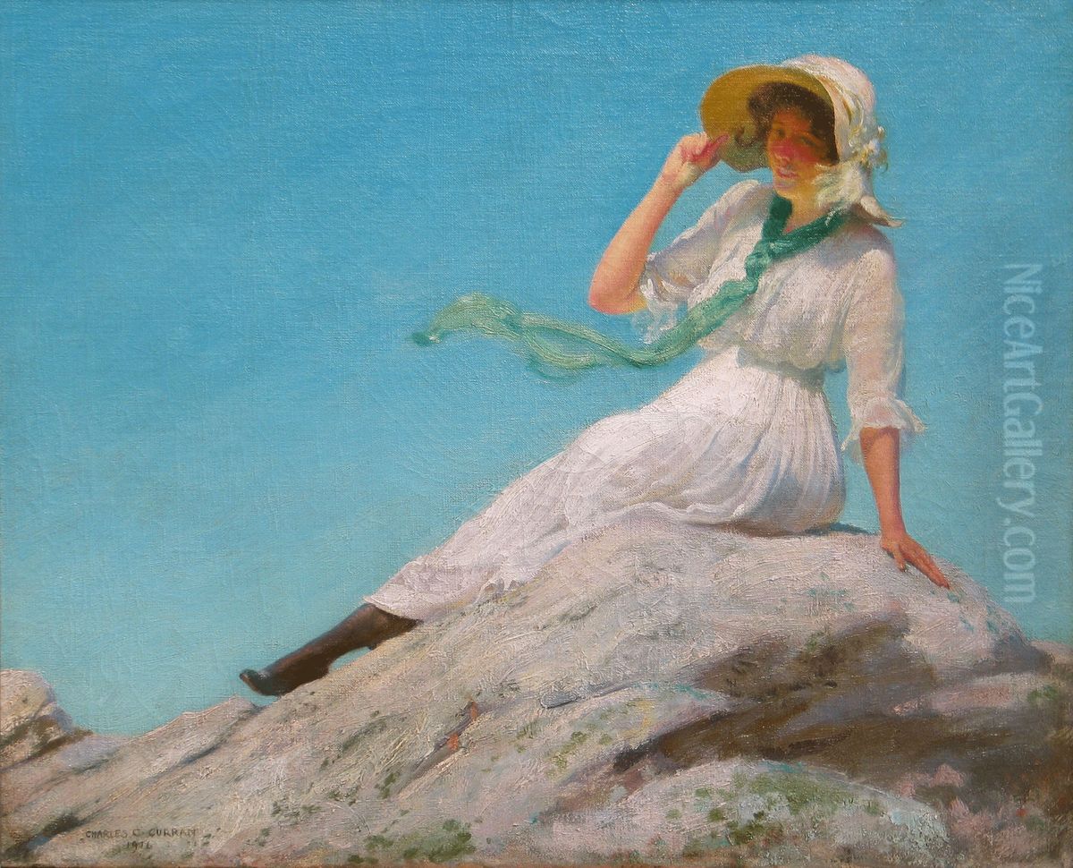 A Sunny Morning Oil Painting by Charles Curran