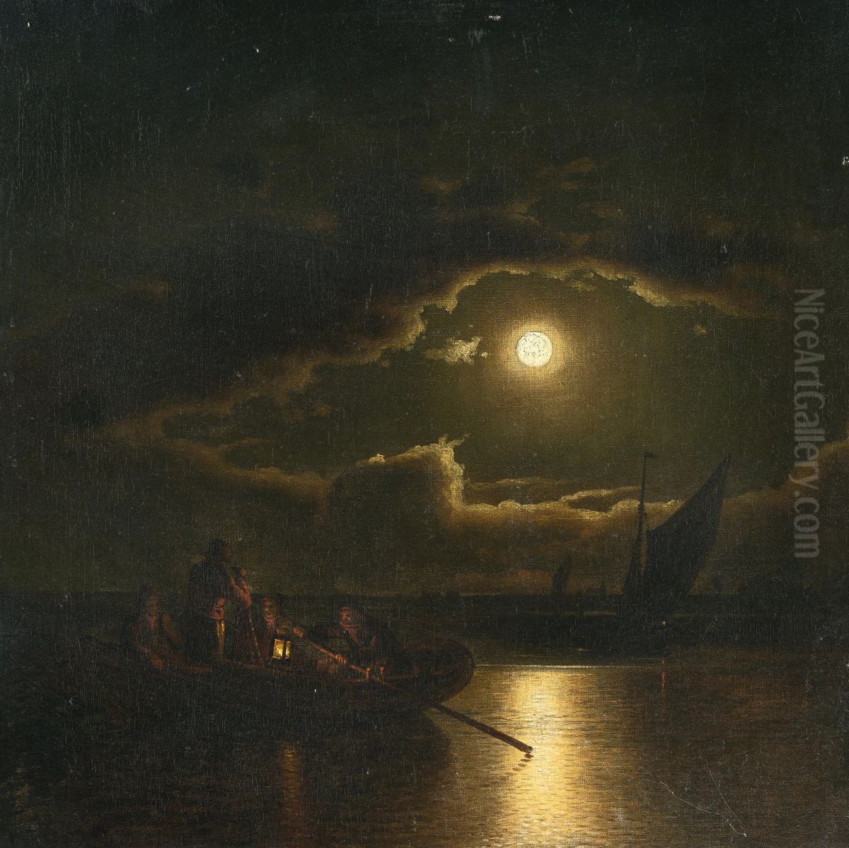 Mondscheinnacht an der Ostsee Oil Painting by Johann Friedrich Boeck