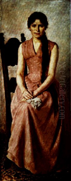 Portrait of sister Fanny Oil Painting by Ivana Kobilca