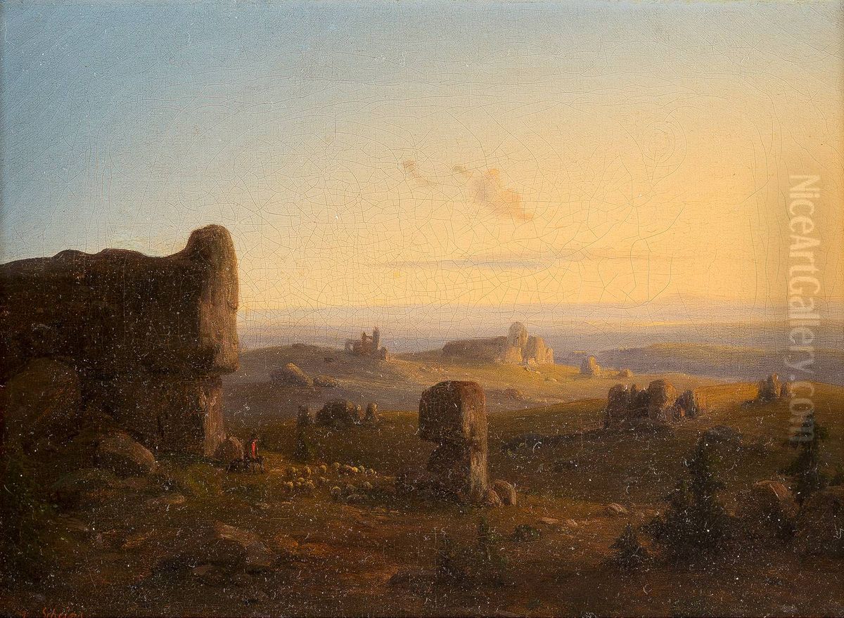 Italian landscape Oil Painting by Ludwig Scheins