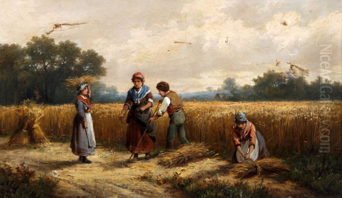 Bringing in the harvest Oil Painting by Hendrik Pieter Koekkoek