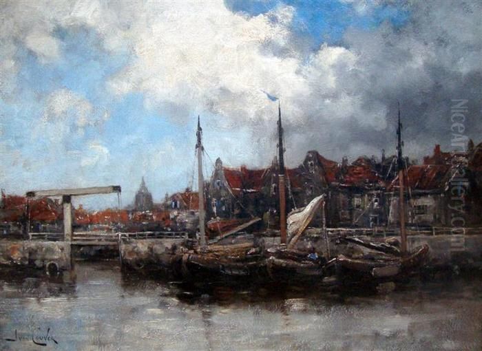Havenzicht Oil Painting by Hermanus Koekkoek the Younger