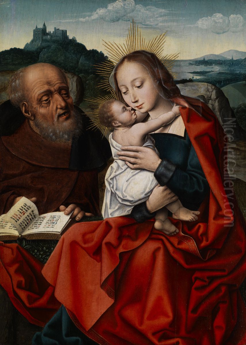 Heilige Familie in een landschap Oil Painting by Master of the Mansi Magdalen