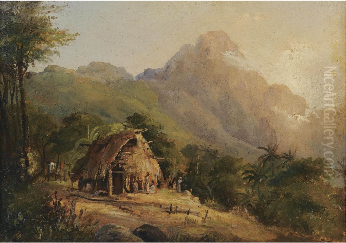 Hut in a mountain landscape, Galipan Oil Painting by Camille Pissarro