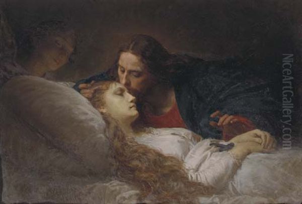 Raising of Jairus' daughter Oil Painting by Ernesto Fontana