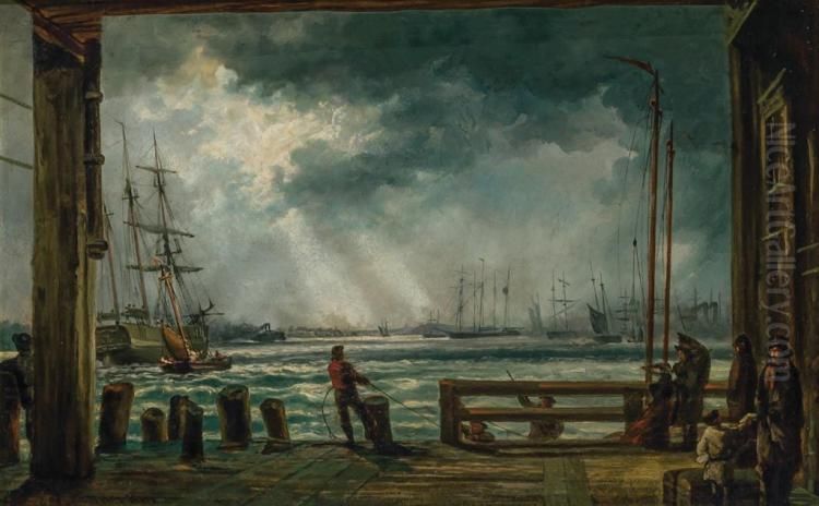 Foot of Woodward Avenue During the Storm of October, 1867 Oil Painting by Robert Hopkin