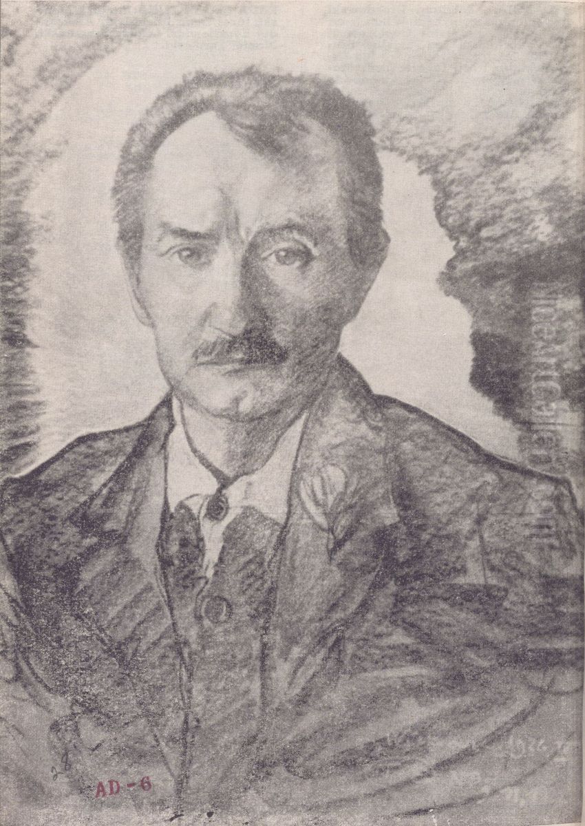 Portret Jana Kasprowicza,  popiersie w garniturze Oil Painting by Stanislaw Ignacy Witkiewicz (Witkacy)