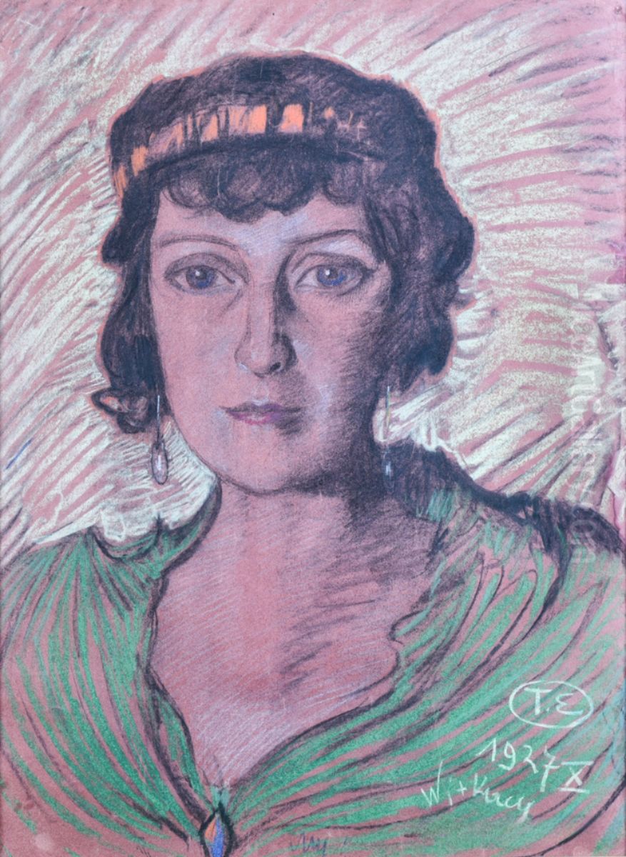 Portret Eugenii Anderson-Luczynskiej Oil Painting by Stanislaw Ignacy Witkiewicz (Witkacy)