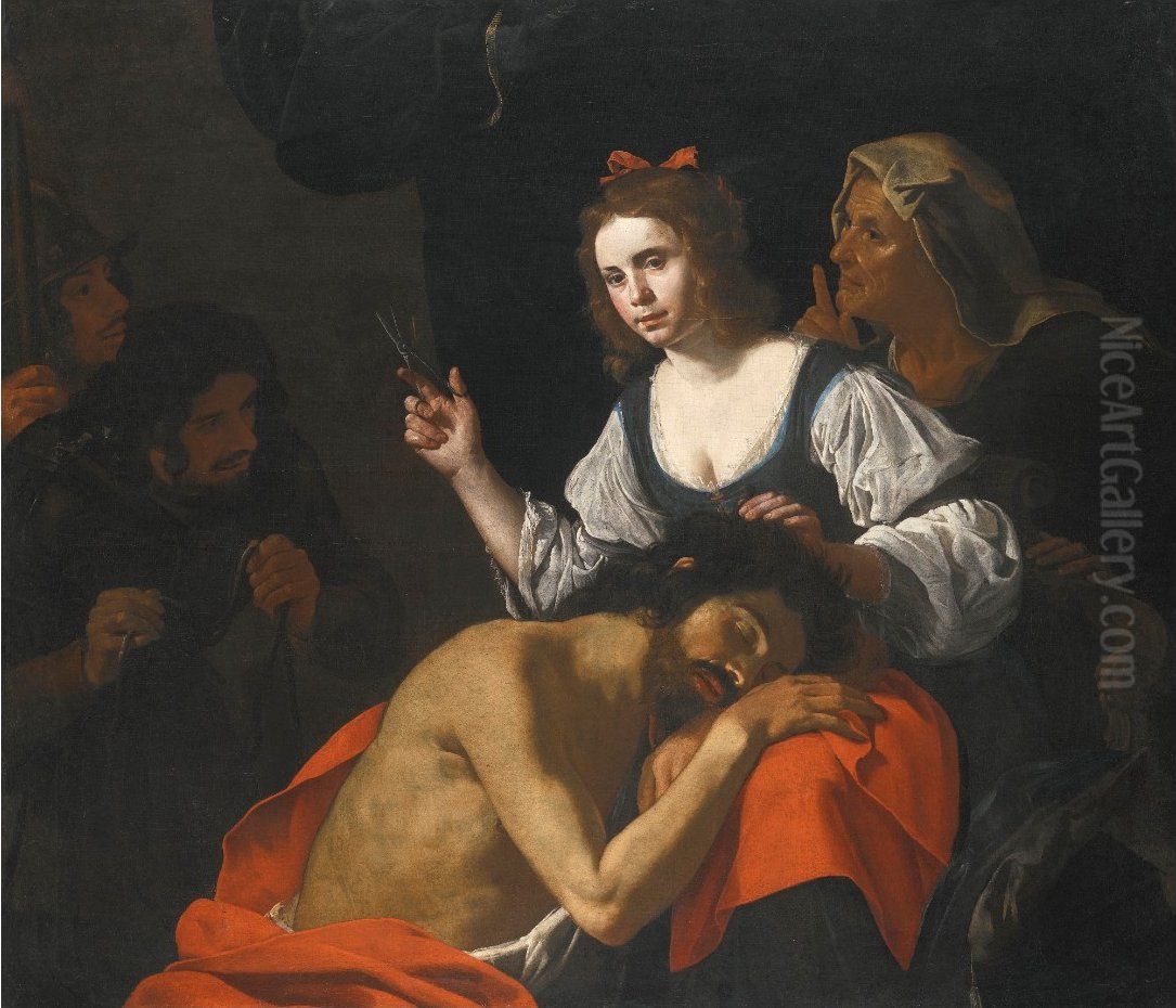 Samson and Delilah Oil Painting by Hendrick de Somer