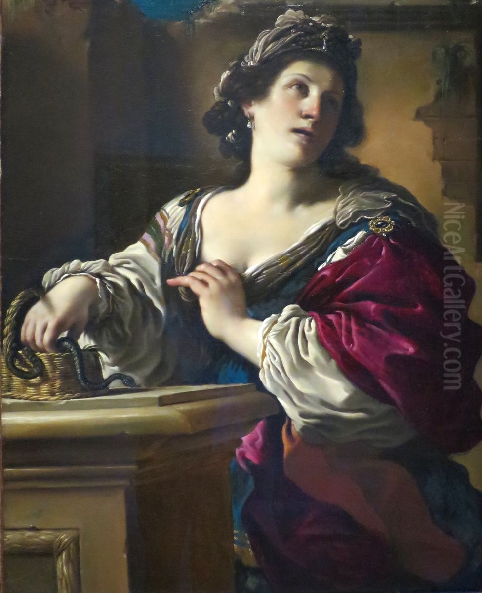 Suicide of Cleopatra Oil Painting by Giovanni Francesco Barbieri