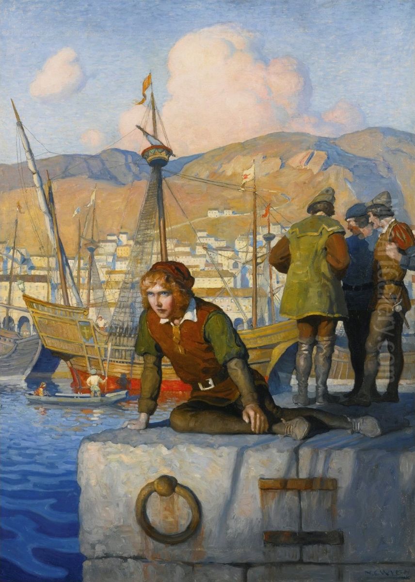 The Boy Columbus on the Wharf at Genoa (The Vision of Columbus) Oil Painting by N. C. Wyeth