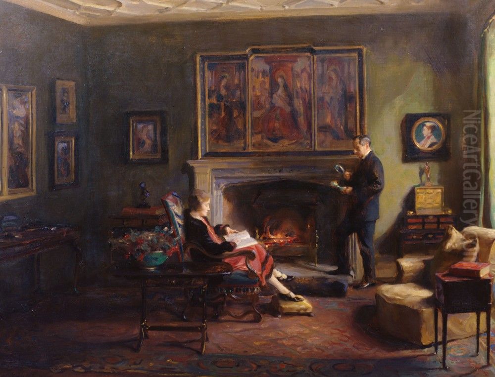 Interior with Viscount and Viscountess Lee of Fareham Oil Painting by Philip de Laszlo
