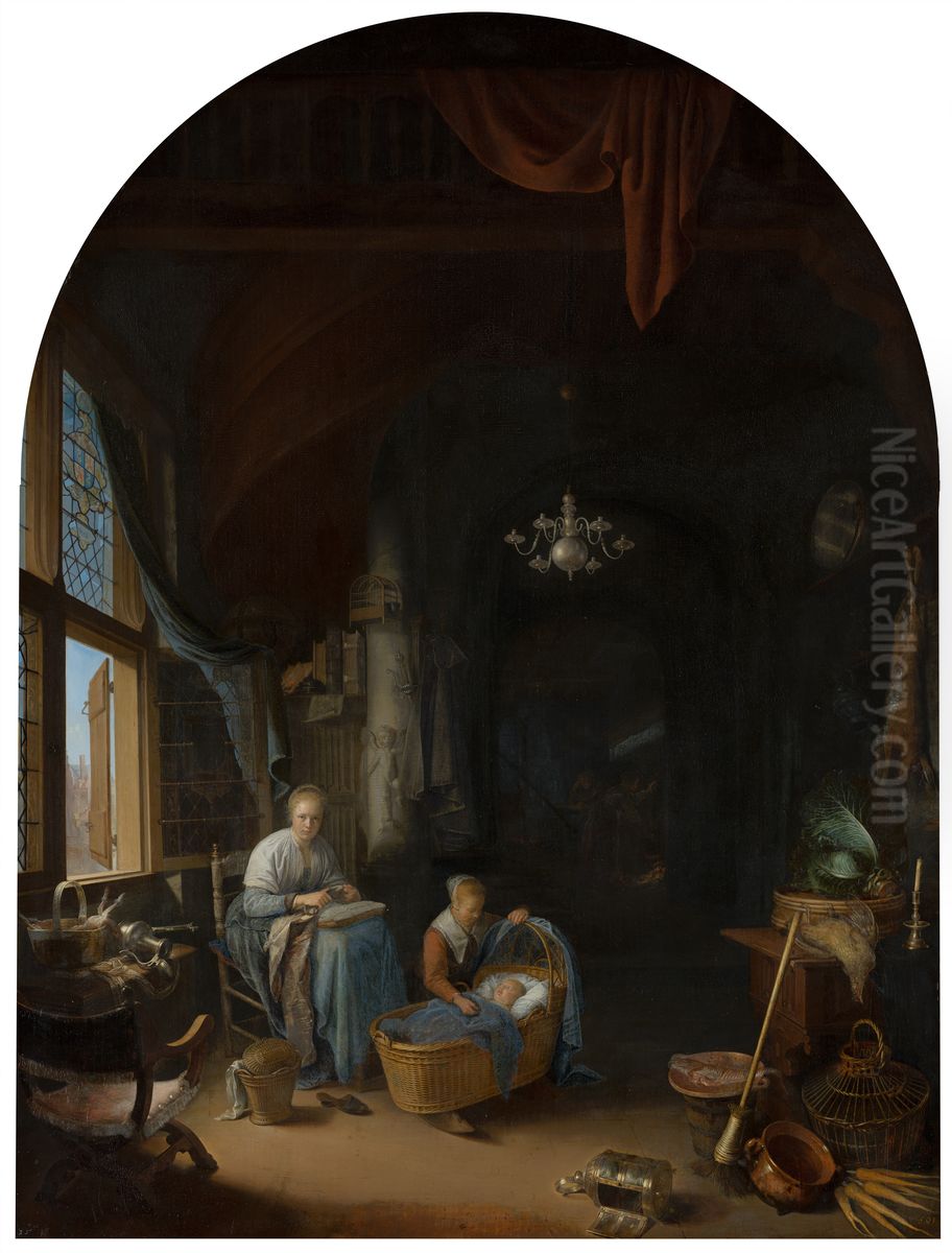 'The Young Mother' Oil Painting by Gerrit Dou