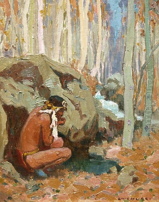 The Forest Pool Oil Painting by E. Irving Couse