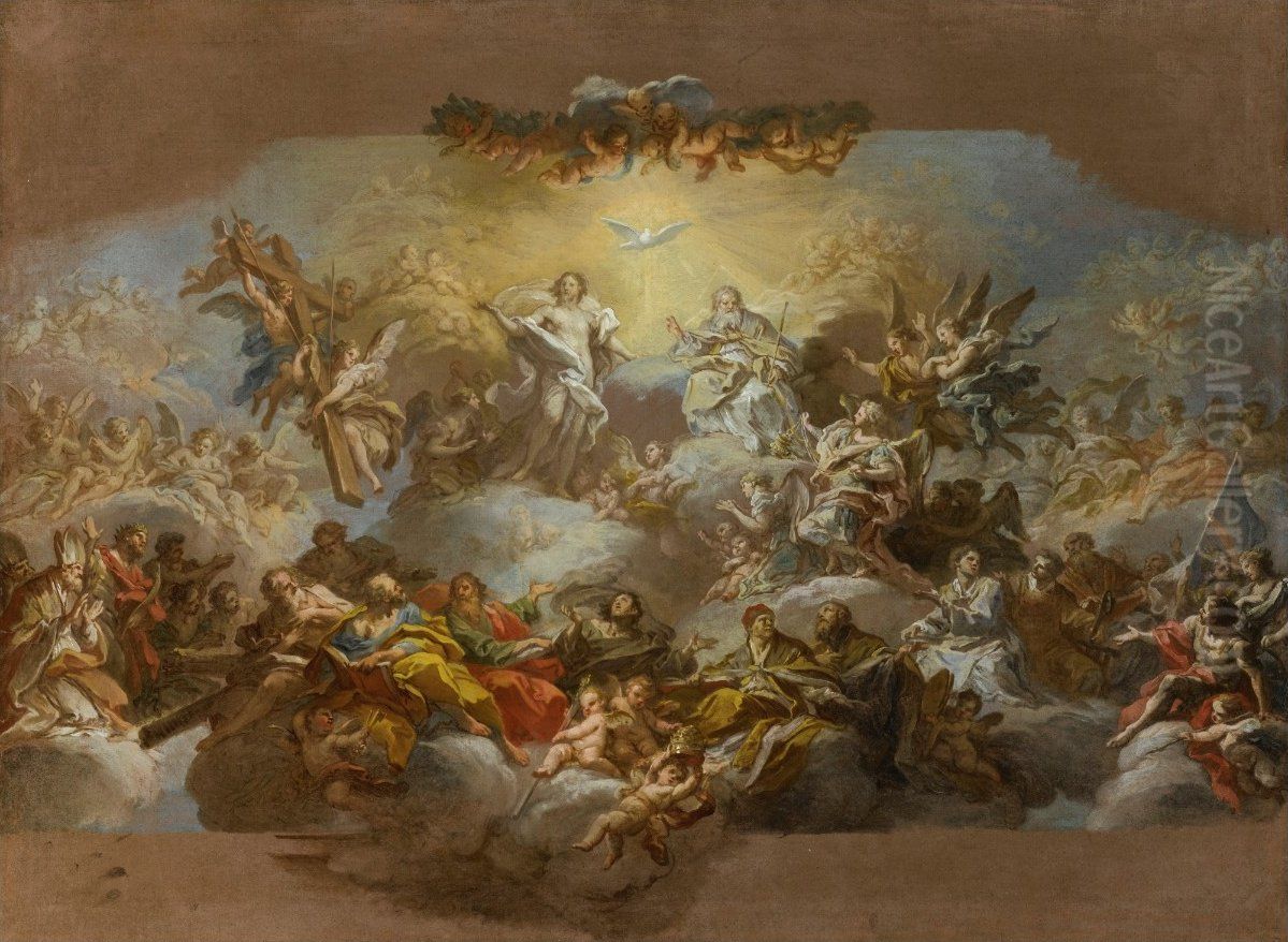 The Holy Trinity and Saints in Glory Oil Painting by Sebastiano Conca