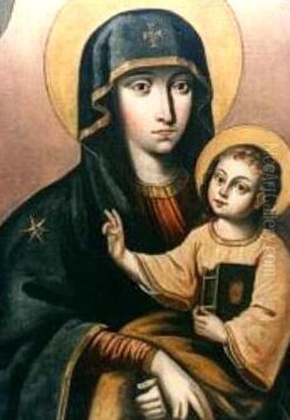 Our Lady of Grace and Rosary in Janow Lubelski Oil Painting by unknown