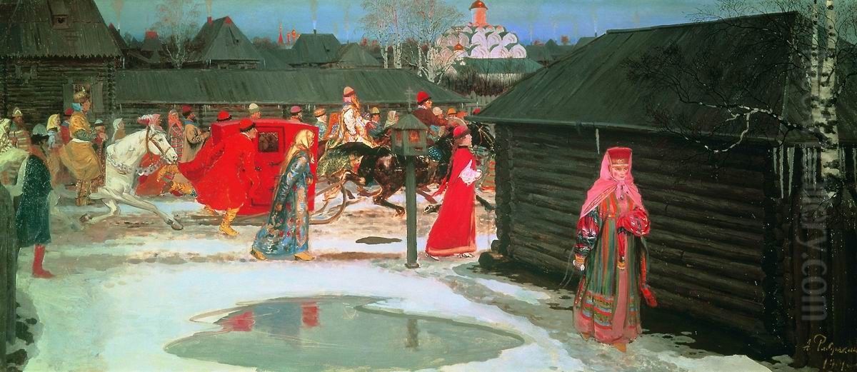 Wedding train in Moscow (XVII century) Oil Painting by Andrei Petrovich Ryabushkin