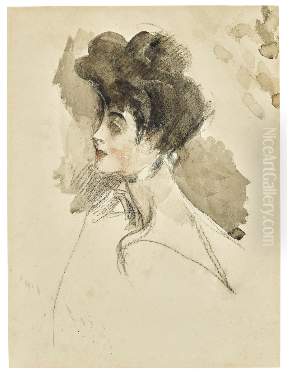 Head of a woman, looking to the left Oil Painting by Giovanni Boldini