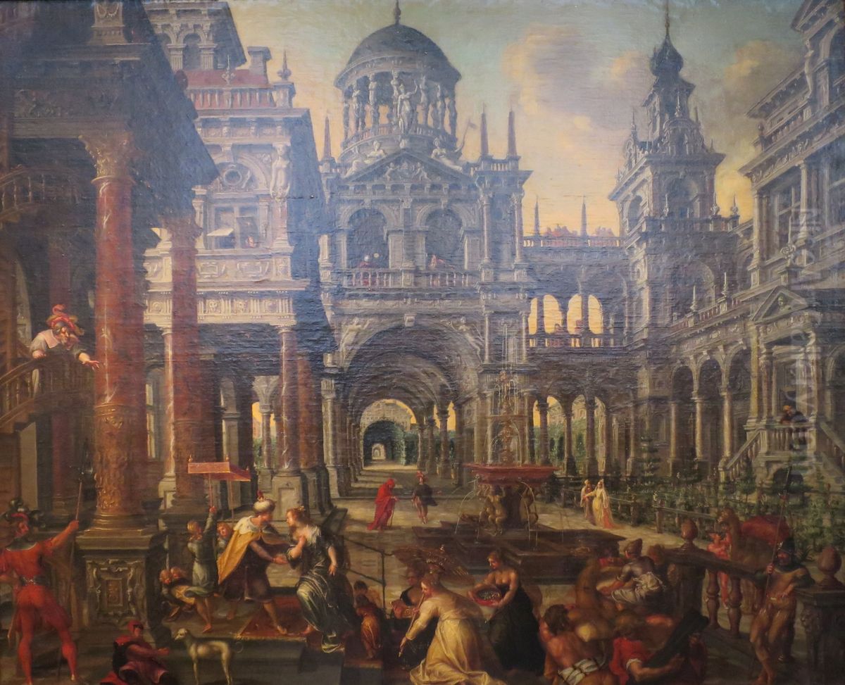 Solomon and the Queen of Sheba Oil Painting by Hans Vredeman de Vries