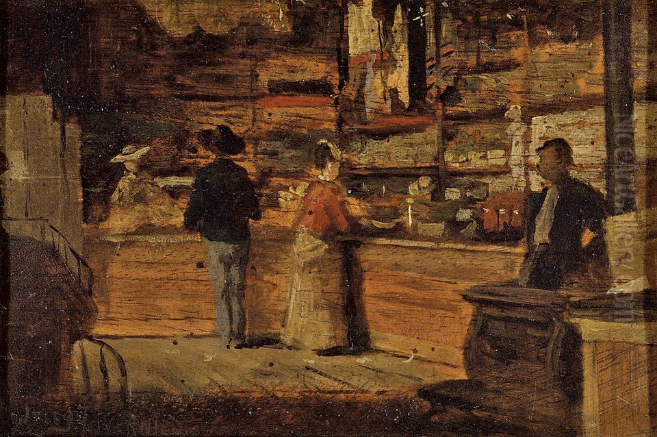 Trading Post of J. S. Collins Oil Painting by Jules Tavernier