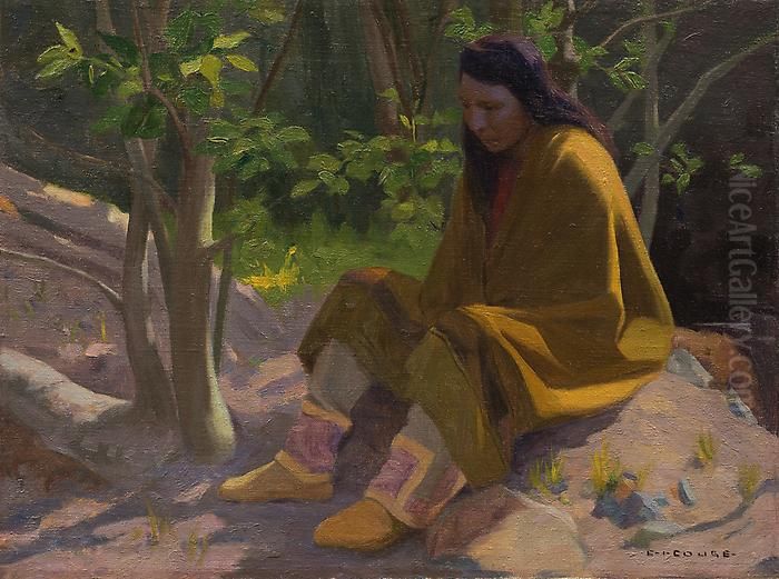 Yellow Robe Oil Painting by E. Irving Couse