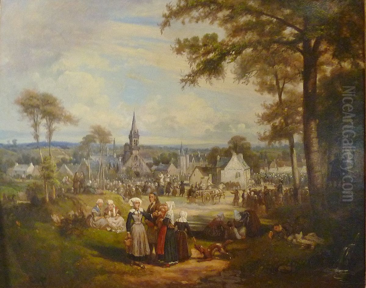 Kermesse bretonne (Notre-Dame-de-Confort). Oil Painting by Louis Caradec