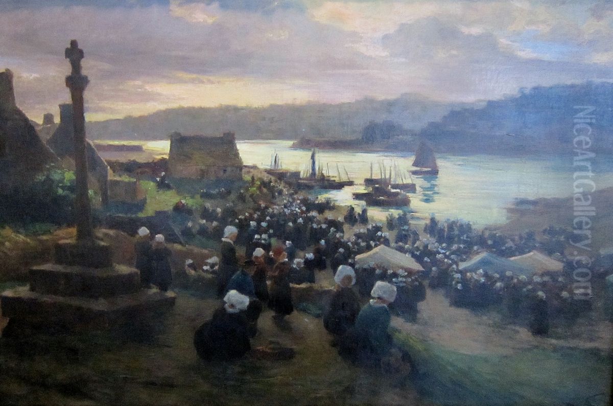 Soir de pardon dans la Baie d'Audierne Oil Painting by unknown