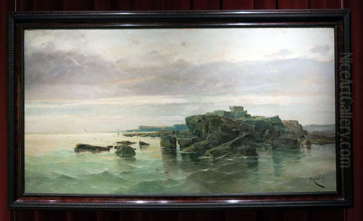 Marina Oil Painting by Eliseo Meifren y Roig