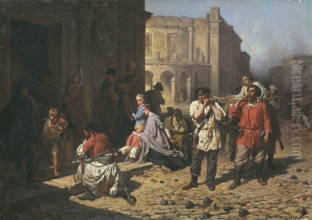 In Sieged Sevastopol Oil Painting by Konstantin Filippov