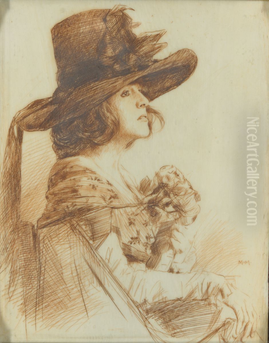 Charlotte Corday (Mrs Brown Potter) Oil Painting by Mortimer Menpes