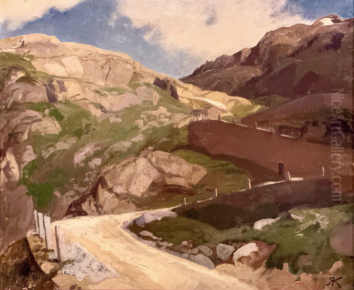 Studie der Gotthardstrasse  1873 Oil Painting by Rudolf Koller