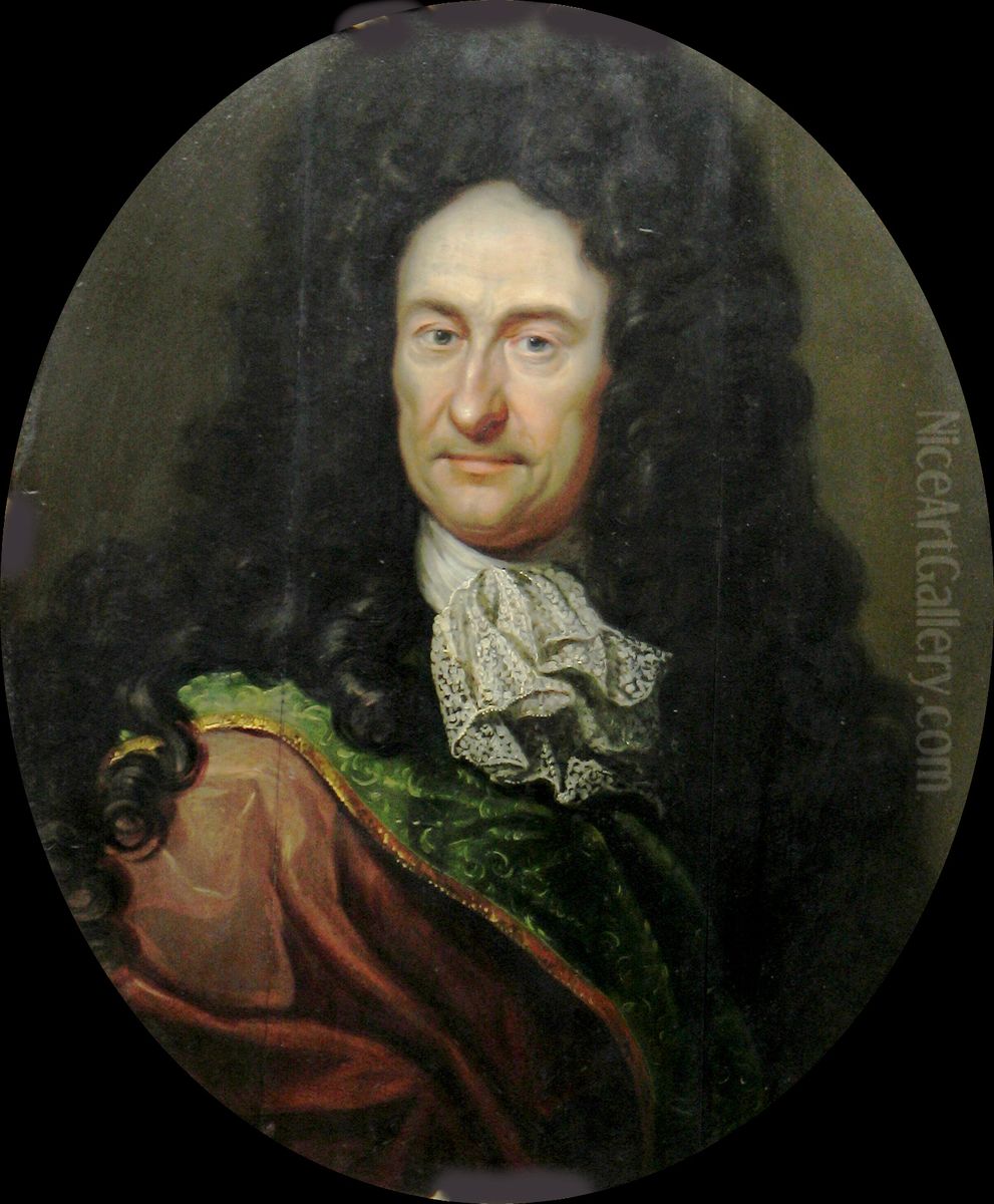 Portrait ofGottfried Wilhelm Leibniz(1646-1716) Oil Painting by Johann Friedrich Wentzel