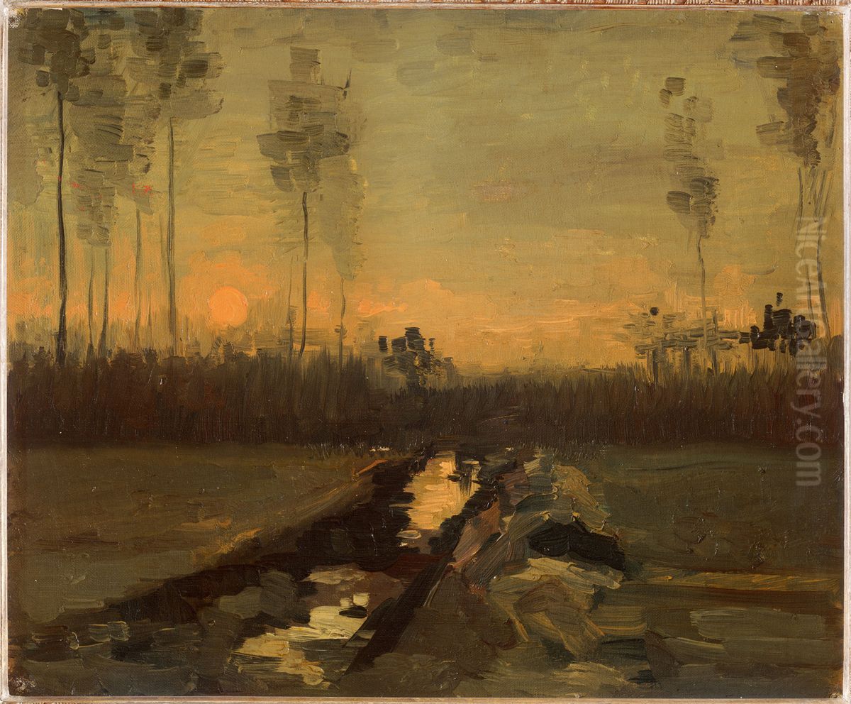 Evening landscape / Landscape at Dusk Oil Painting by Vincent Van Gogh