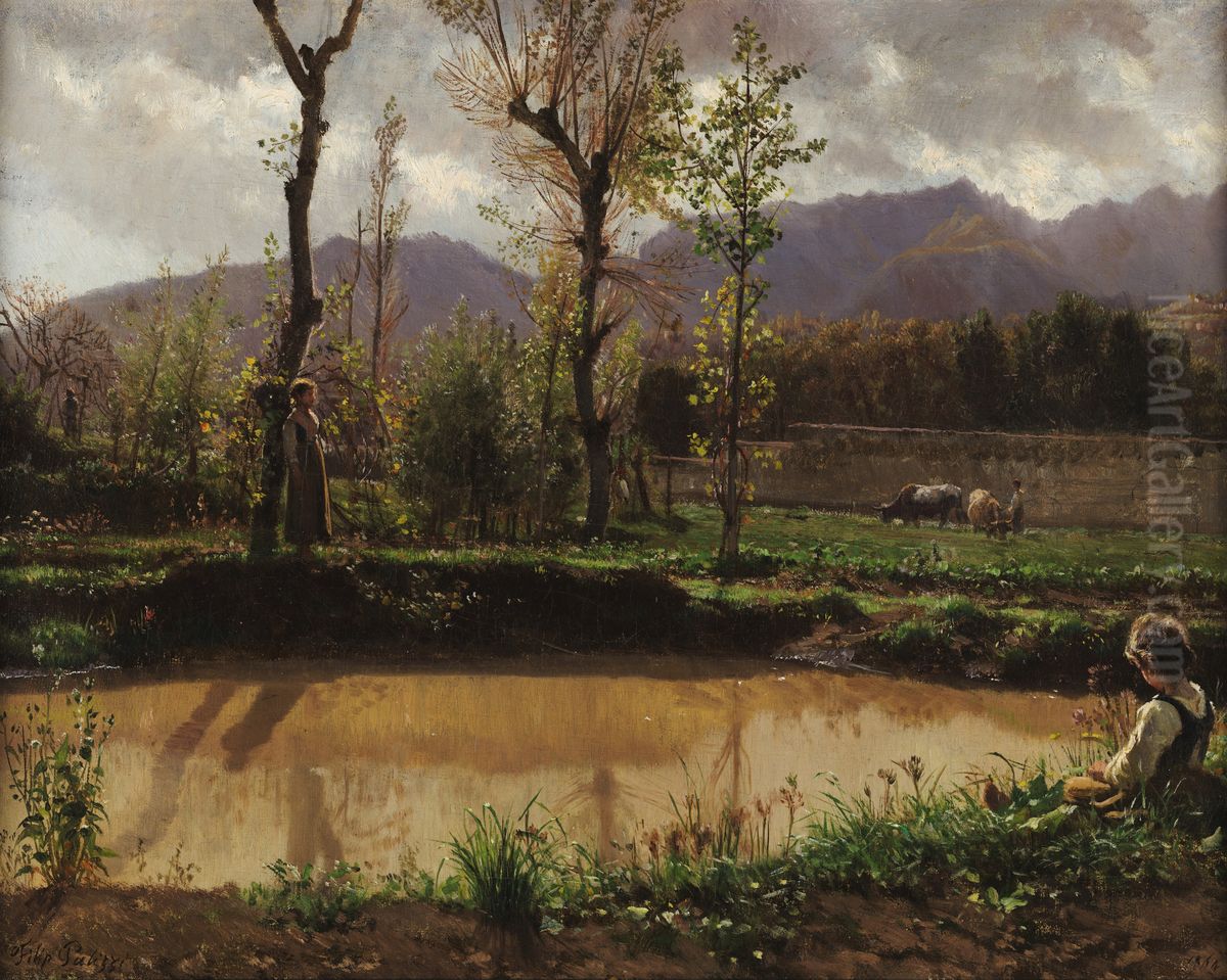 Landscape after the rain Oil Painting by Filippo Palizzi